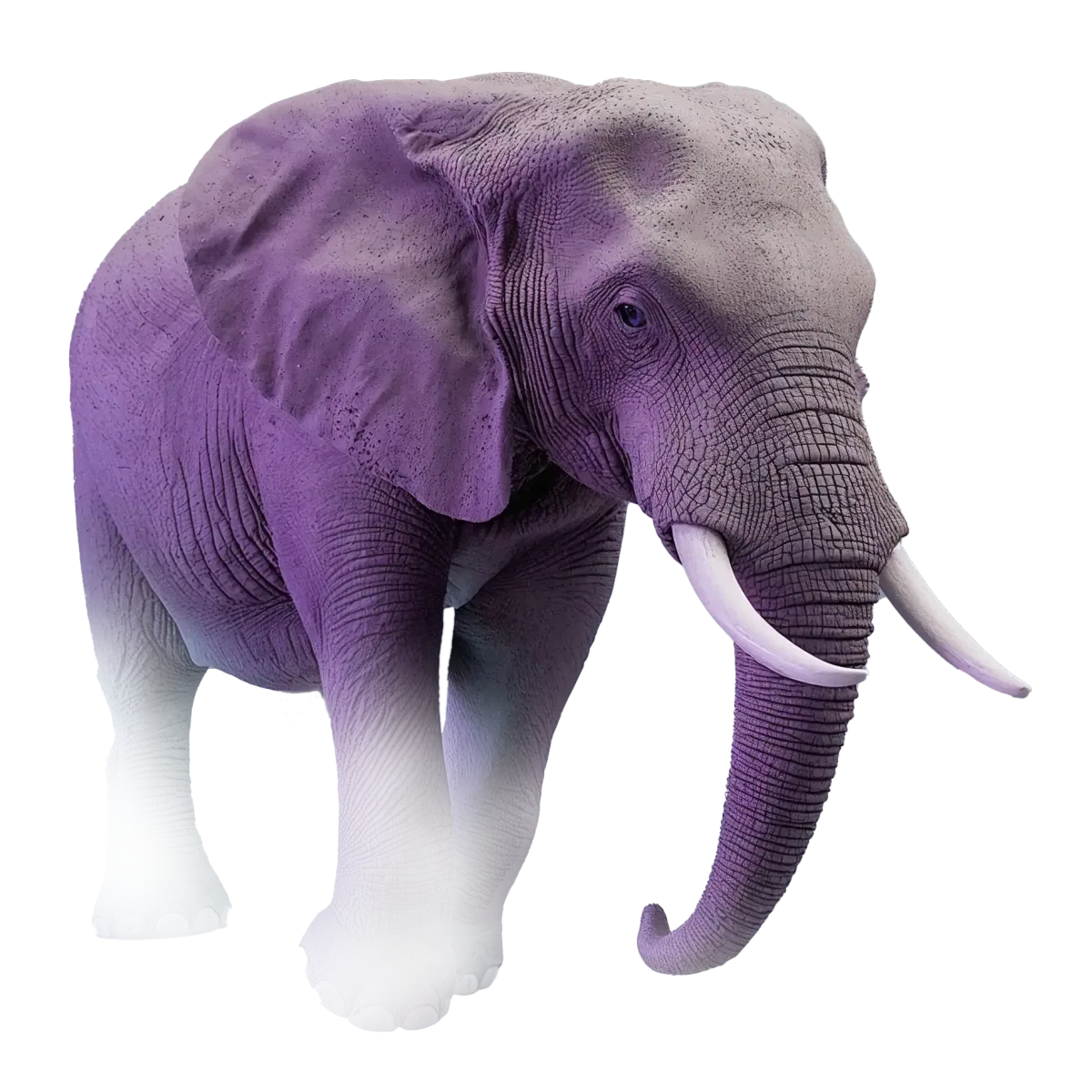 Large, intelligent elephant with glowing digital patterns over its head