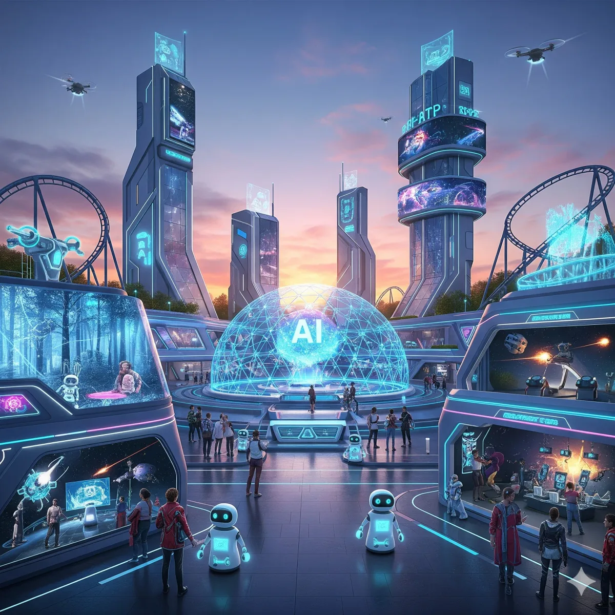 Digital illustration of a city or park's operational brain and network