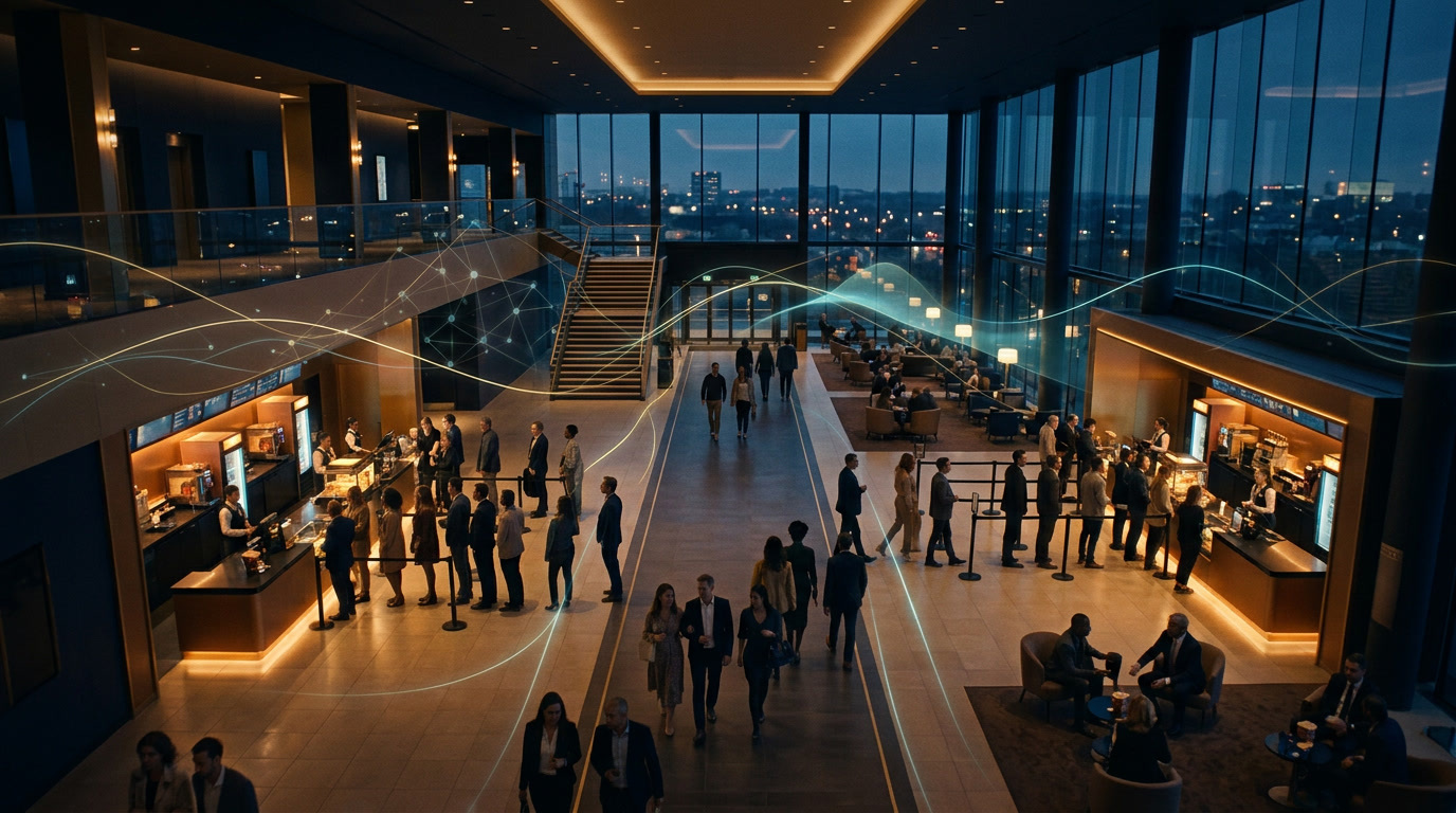 Busy cinema foyer