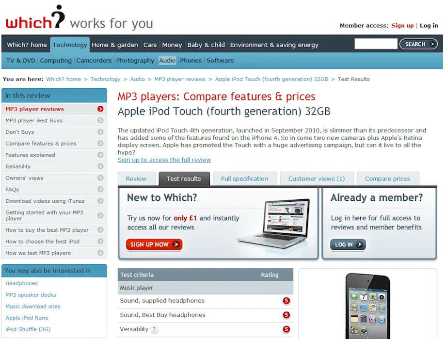 Which? mp3 player reviews